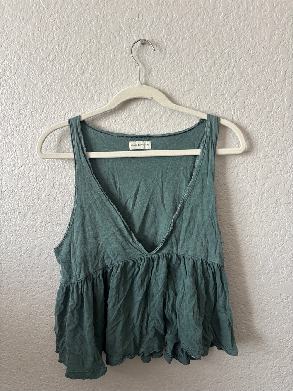 Urban Outfitters Teal V-Neck Peplum Tank